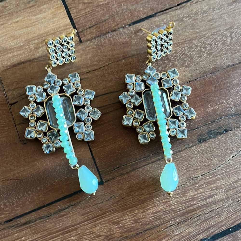 *3 for 100* Gold-plated silver earrings with crystals and semi-precious stones